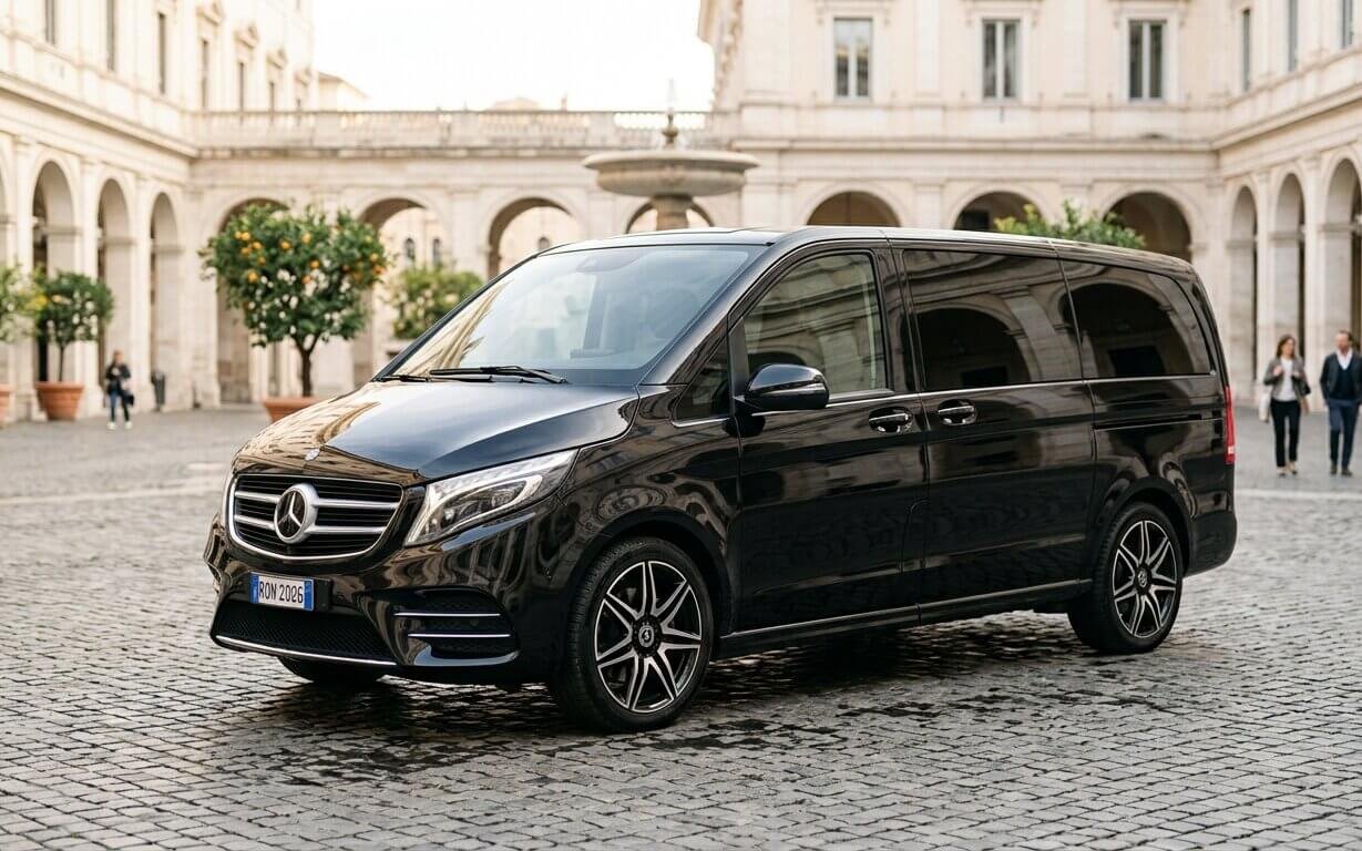 Mercedes V-Class parked in a Rome piazza